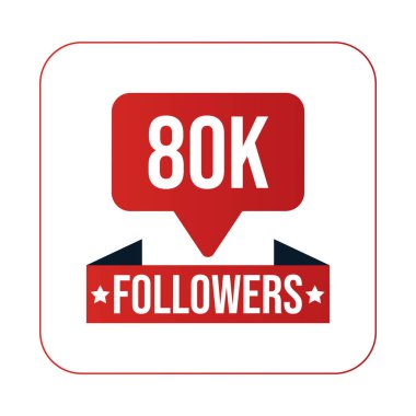 80K Takipçileri Tasarım Şablonu Vektör İllüstrasyonu