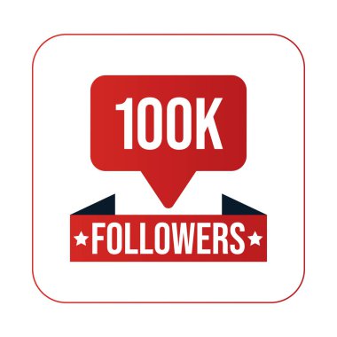 100K Takipçileri Tasarım Şablonu Vektör İllüstrasyonu