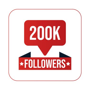 200K Takipçileri Tasarım Şablonu Vektör İllüstrasyonu