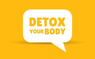 Vücut konuşma baloncuğu illüstrasyonunu detoks et. Vücut metninizi detoks ile iletişim konuşma balonu