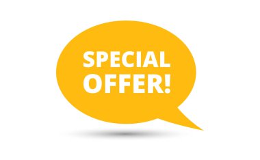 Özel teklif konuşma balonu vektör illüstrasyonu. Özel teklif metni ile iletişim konuşma balonu