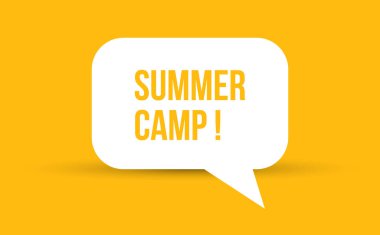 Yaz kampı konuşma balonu çizimi. Yaz kampı metniyle iletişim balonu
