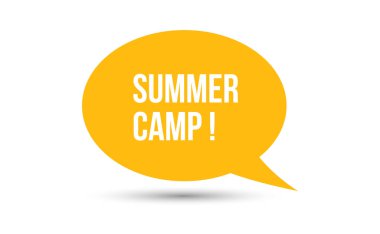 Yaz kampı konuşma balonu çizimi. Yaz kampı metniyle iletişim balonu
