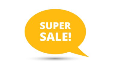 Süper satış konuşma balonu vektör illüstrasyonu. Süper satış metni ile iletişim konuşma balonu