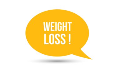 kilo kaybı konuşma balonu vektör illüstrasyonu. Kilo kaybı metni ile iletişim konuşma kabarcığı