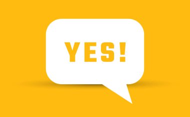 Evet, konuşma kabarcığı çizimi. Evet metni ile iletişim konuşma balonu