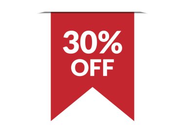 Kırmızı pankart tasarım vektör illüstrasyonunda% 30 indirim