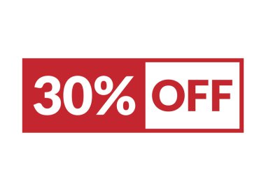 Kırmızı pankart tasarım vektör illüstrasyonunda% 30 indirim