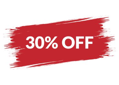 Beyaz arkaplanda izole edilmiş kırmızı vektör illüstrasyonu% 30 indirimli fırça biçimi