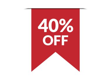 Beyaz arkaplanda% 40 indirimli kırmızı vektör illüstrasyonu