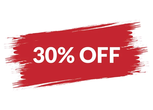 Beyaz arkaplanda izole edilmiş kırmızı vektör illüstrasyonu% 30 indirimli fırça biçimi