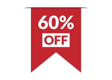 Kırmızı bayrak tasarım vektör illüstrasyonunda% 60 indirim