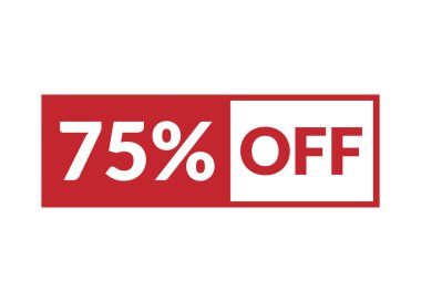 Beyaz arkaplanda% 75 indirimli kırmızı vektör illüstrasyonu