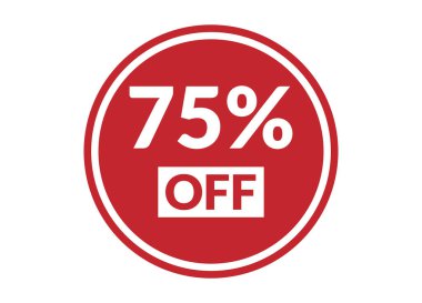 Beyaz arkaplanda% 75 indirimli kırmızı vektör illüstrasyonu