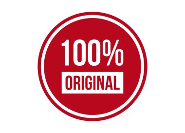 % 100 özgün kırmızı vektör afişi beyaz arkaplanda izole edildi