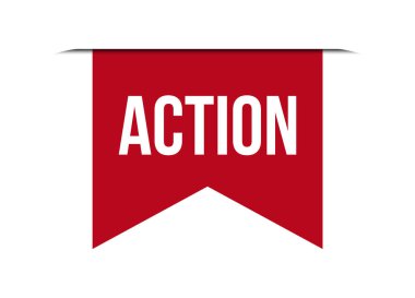 eylem kırmızı vektör gösterimi beyaz arkaplanda izole edildi