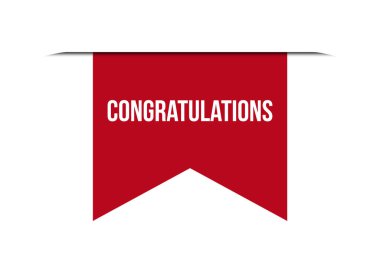 Tebrikler kırmızı bayrak tasarım vektör illüstrasyonu