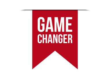 Oyun değiştirici kırmızı vektör gösterimi beyaz arkaplanda izole edildi