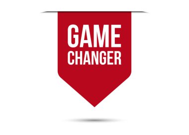 Oyun değiştirici kırmızı vektör gösterimi beyaz arkaplanda izole edildi