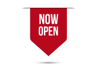 Şimdi kırmızı bayrak tasarım vektör illüstrasyonunu aç