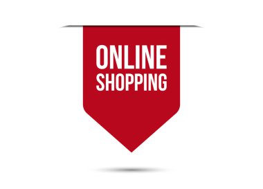 çevrimiçi alışveriş kırmızı bayrağı tasarım vektörü illüstrasyonu