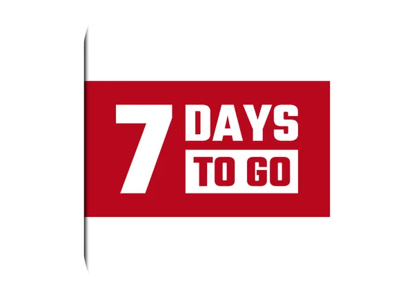 Beyaz arkaplanda izole edilmiş kırmızı vektör illüstrasyonuna 7 gün kaldı