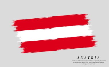 Avusturya bayrağı fırça vektör arka planı. Avusturya fırça darbesinin Grunge tarzı ülke bayrağı beyaz arkaplanda izole