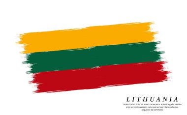 Litvanya bayrak fırçası vektör arka planı. Litvanya fırça darbesinin Grunge tarzı ülke bayrağı beyaz arkaplanda izole edildi