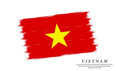 Vietnam bayrak fırçası vektör geçmişi. Grunge tarzı Vietnam bayrağı beyaz arka planda izole edilmiş fırça darbesi
