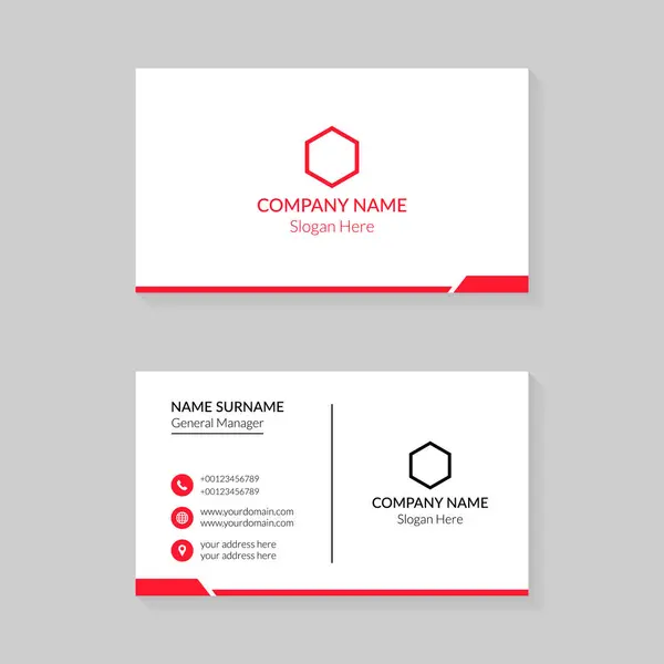 Kartvizit tasarımı şablonu. Kırmızı ve Beyaz renkli yaratıcı ve temiz kartvizit tasarımı