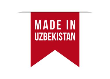 Özbekistan 'da yapılan kırmızı vektör illüstrasyonu beyaz arkaplanda izole edildi