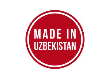 Özbekistan 'da yapılan kırmızı vektör illüstrasyonu beyaz arkaplanda izole edildi