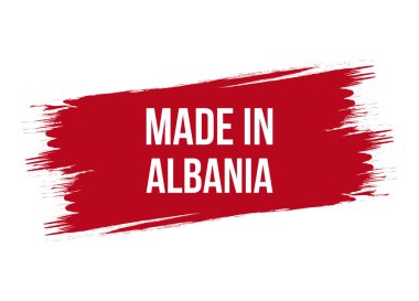 Arnavutluk 'ta yapılan fırça stili kırmızı vektör illüstrasyonu beyaz arkaplanda izole edildi