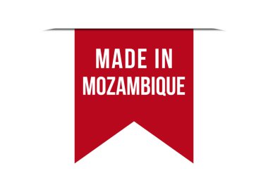 Beyaz arkaplanda izole edilmiş Mozambik kırmızı vektör illüstrasyonunda yapıldı