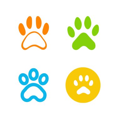 Beyaz arkaplanda hayvan pençesi izi simgesi var. Düz moda vektör illüstrasyonuName