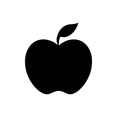 Elma ikonu. Beyaz arka planda siyah simge. Vektör illüstrasyonu
