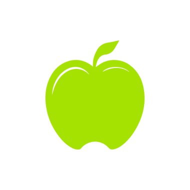 Elma ikonu. Beyaz arkaplanda düz simge. Vektör illüstrasyonu