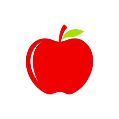 Elma ikonu. Beyaz arkaplanda düz simge. Vektör illüstrasyonu