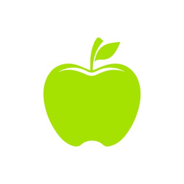 Elma ikonu. Beyaz arkaplanda düz simge. Vektör illüstrasyonu