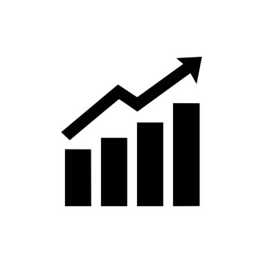 Çubuk grafik simgesi. Beyaz arkaplanda Siyah Çubuk grafik simgesi. Vektör illüstrasyonu