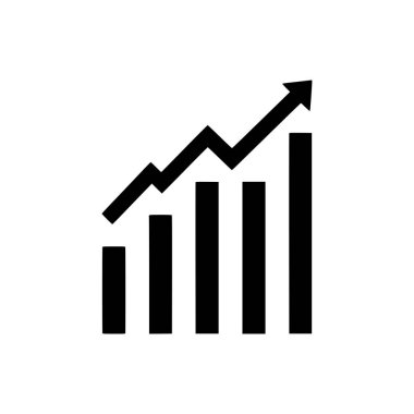 Çubuk grafik simgesi. Beyaz arkaplanda Siyah Çubuk grafik simgesi. Vektör illüstrasyonu