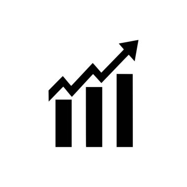 Çubuk grafik simgesi. Beyaz arkaplanda Siyah Çubuk grafik simgesi. Vektör illüstrasyonu