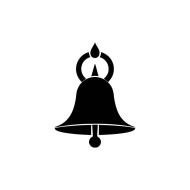 Çan simgesi. Beyaz arka planda Black Bell bildirim simgesi. Vektör illüstrasyonu