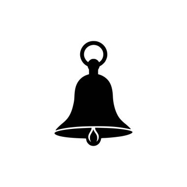 Çan simgesi. Beyaz arka planda Black Bell bildirim simgesi. Vektör illüstrasyonu