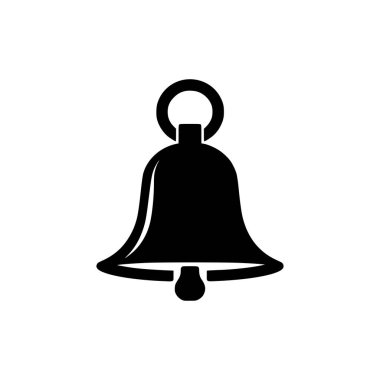 Çan simgesi. Beyaz arka planda Black Bell bildirim simgesi. Vektör illüstrasyonu