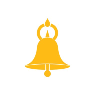 Beyaz arka planda çan simgesi. Düz moda vektör illüstrasyonuName