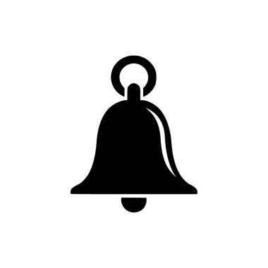Çan simgesi. Beyaz arka planda Black Bell bildirim simgesi. Vektör illüstrasyonu
