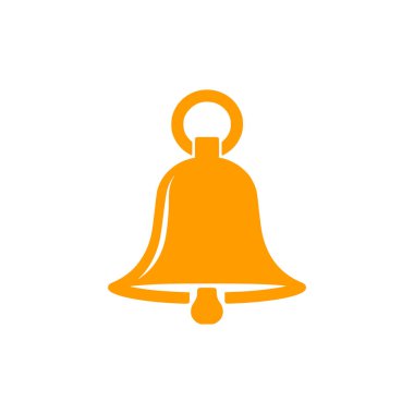 Beyaz arka planda çan simgesi. Düz moda vektör illüstrasyonuName