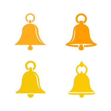 Beyaz arkaplanda çan simgesi ayarlandı. Düz moda vektör illüstrasyonuName