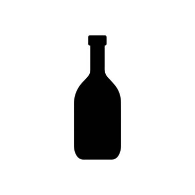 Şişe simgesi. Beyaz arka planda siyah şişe simgesi. Vektör illüstrasyonu
